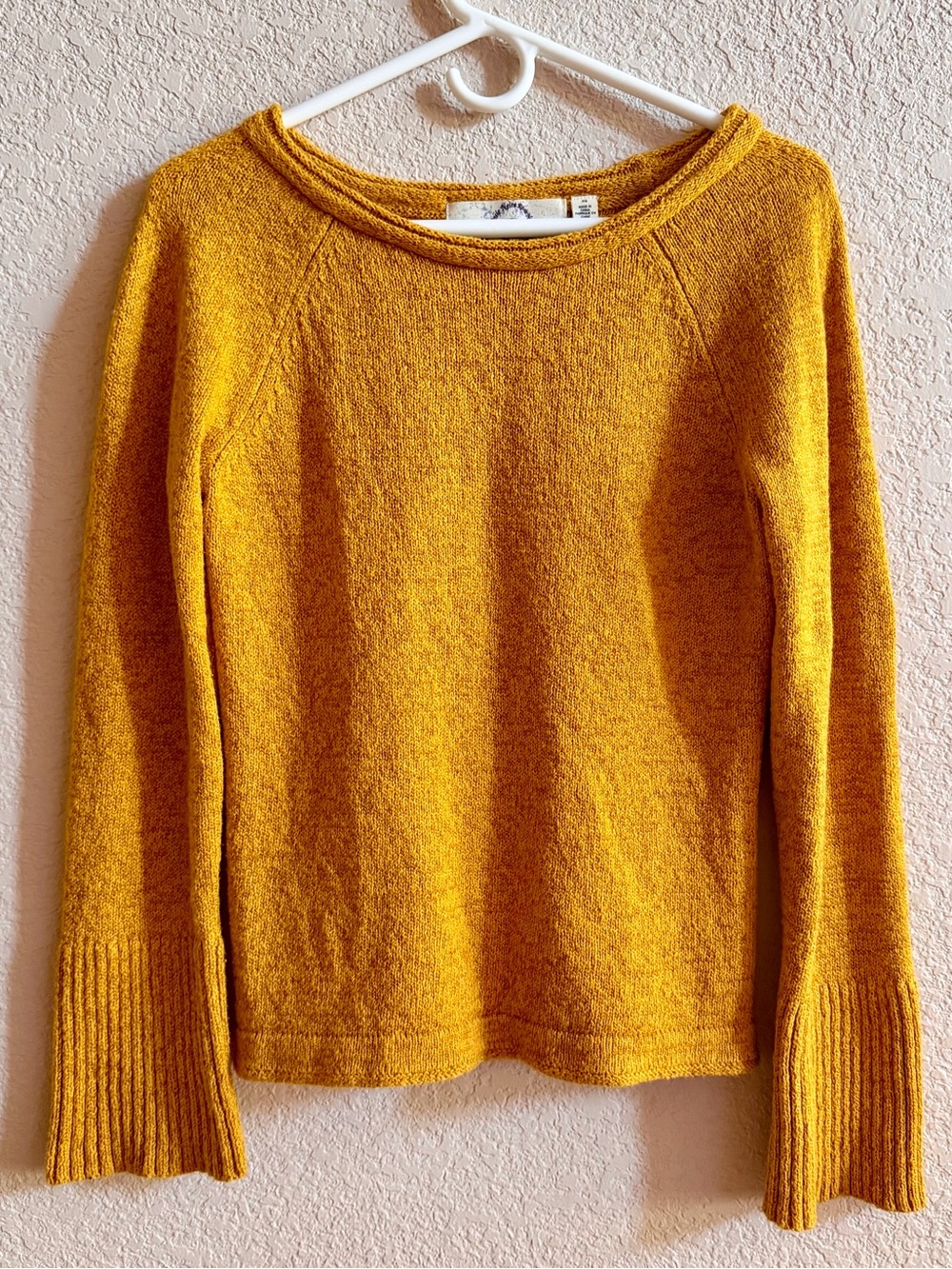 Anthropologie Rosie Neim Yellow Sweater Womens Sz XS Textured Knit Boho Fall